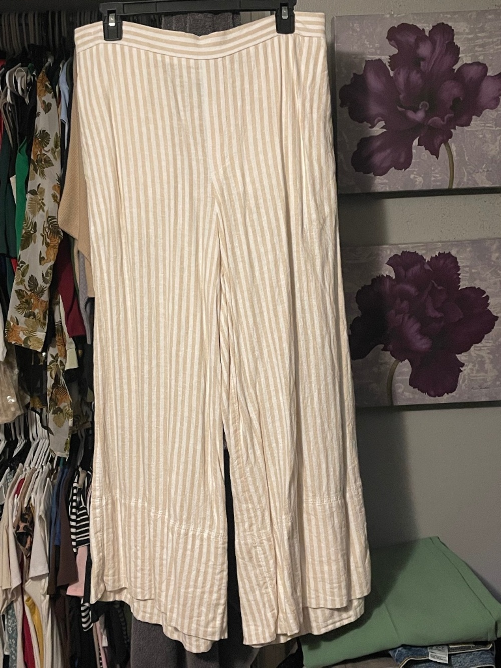 BANANA REPUBLIC ANYDAY WIDE-LEG HIGH-RISE LINEN-BLEND CROPPED PANT Size M